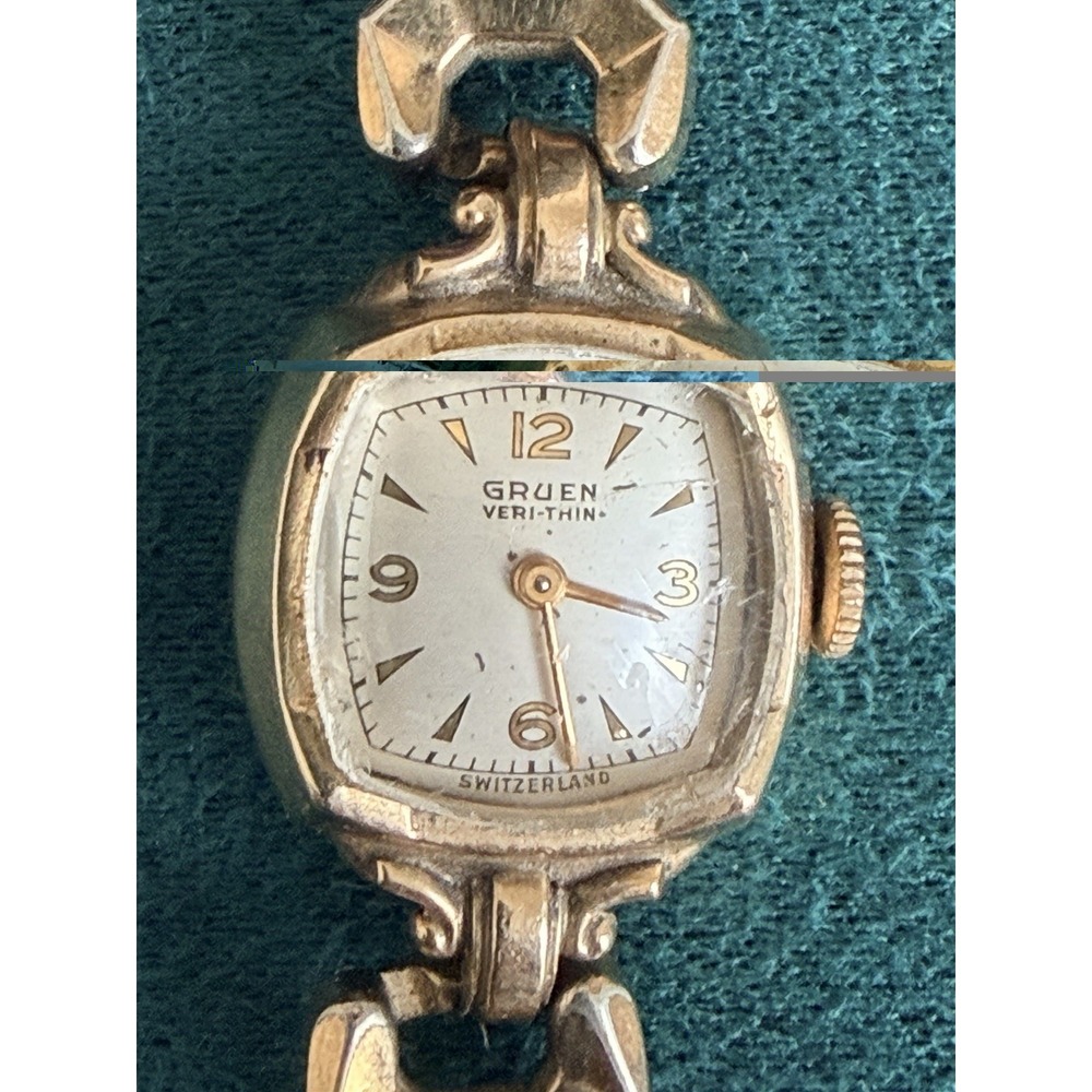 Vintage Gruen Veri-Thin Ladies 17 Jewel Swiss Manual Wind Watch 10K GF Not Run